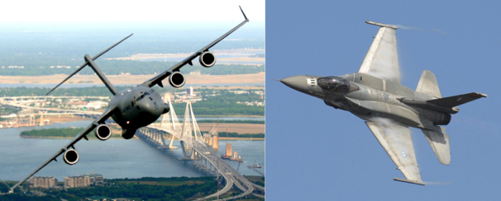 cargo plane vs jet fighter